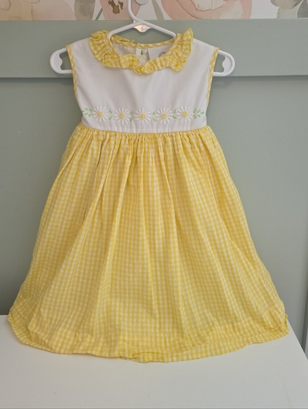 The Proper Peony 4t Yellow Gingham Daisy Smocked Kids Dress
